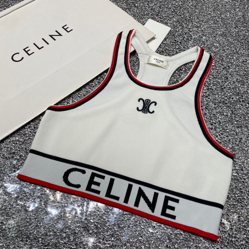 CC Primavera/Verano 2026 Nuevo diseño de nicho con dobladillo con botones de letras bordadas con chaleco I I-string
