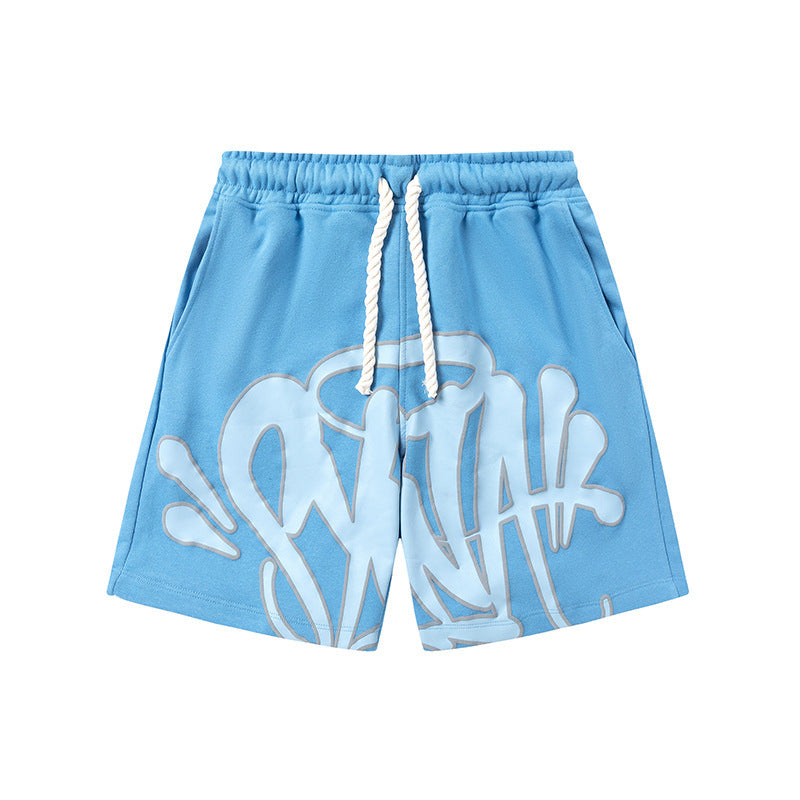 Camiseta americana de hip-hop callejero, camiseta de manga corta holgada con letras de hombre, pantalones cortos informales, conjunto deportivo versátil