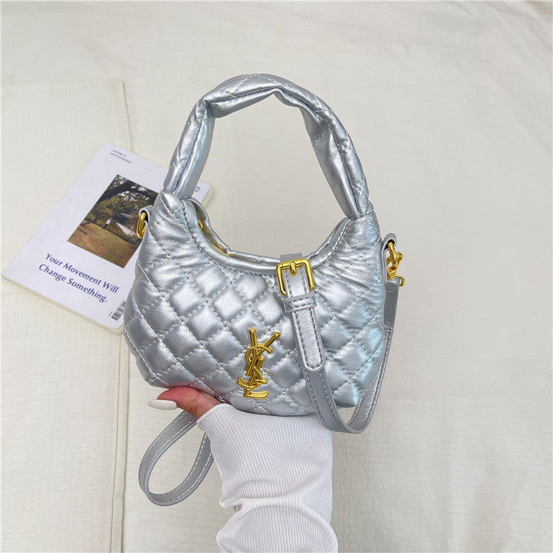 Bolso cruzado de un solo hombro bordado con diseño de bolso transfronterizo para mujer, diseño de bolso de mano de nicho, con patrón de diamantes bordado y vendido