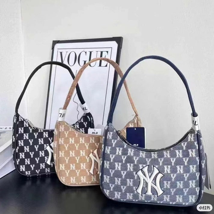 Bolso de la MLB coreana edición completa en relieve en relieve bolso sencillo de NY de moda versátil casual para mujer, novedad