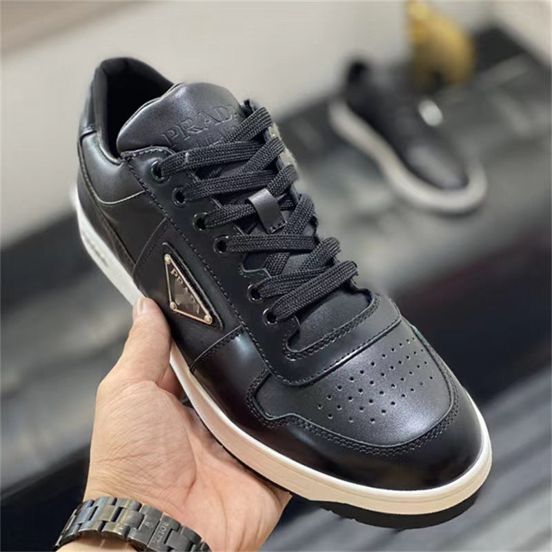 2026 Nuevos cuero genuino Zapatos de tapa baja versátiles para hombre Zapatos de punta redonda casuales cómodos y de moda Cuero transpirable Internet Zapatos de celebridades del mismo estilo
