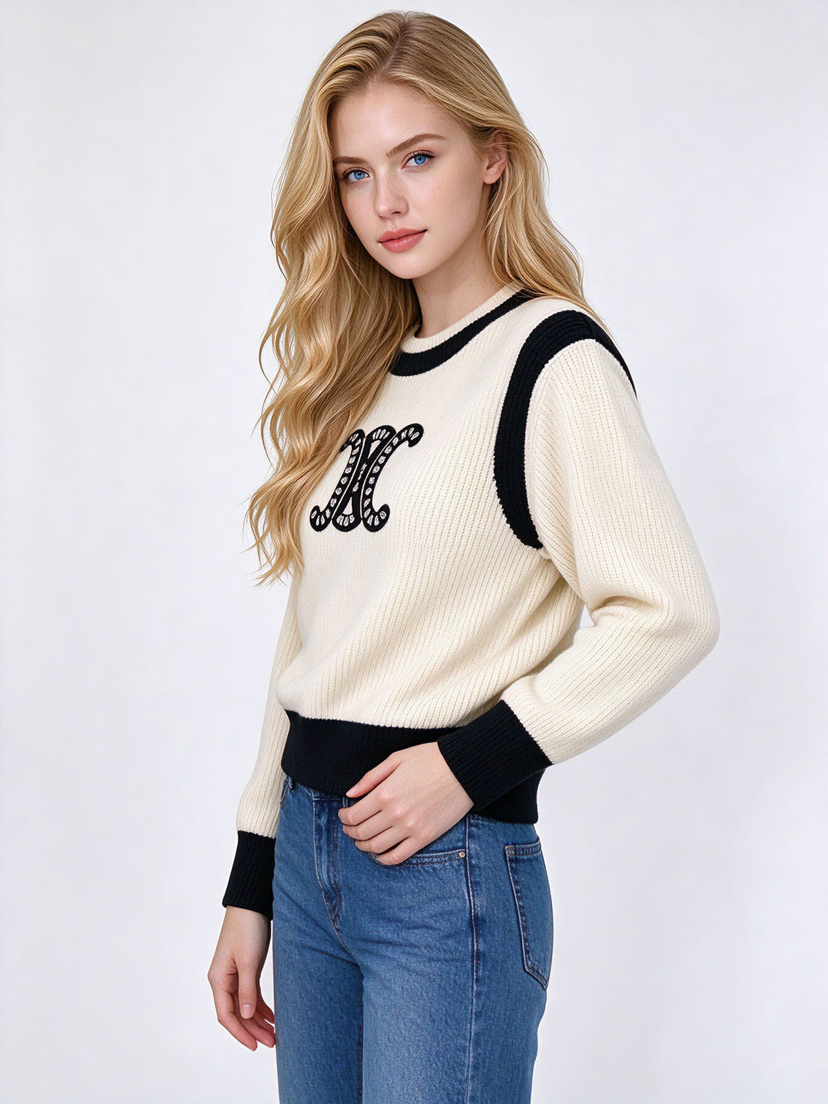 Jersey acanalado mujer CE | Bloques de color y letras