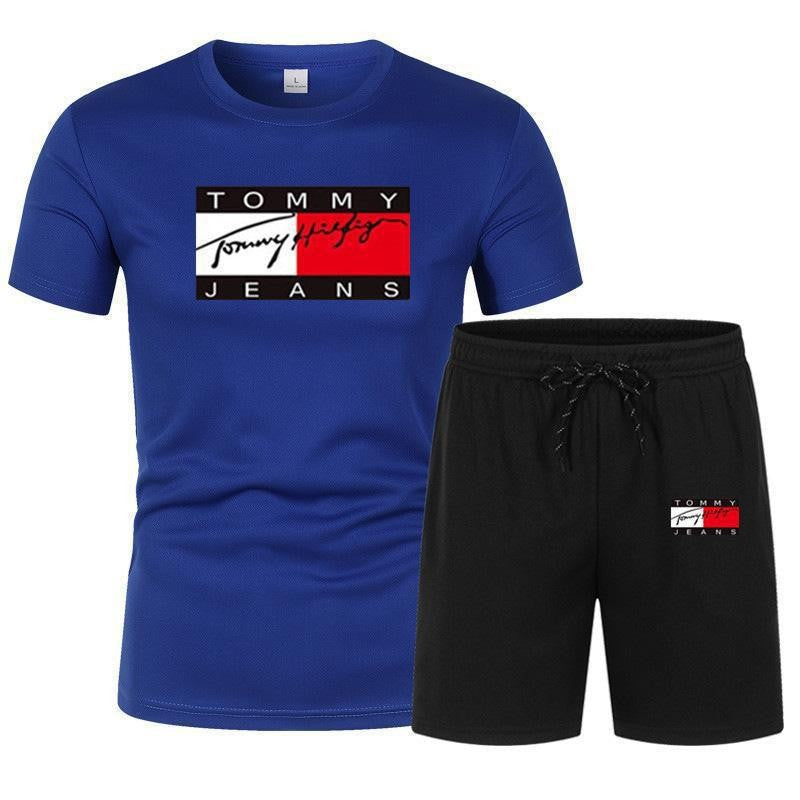 Conjunto casual casual de manga corta para hombre de manga corta en ventas 2025: pantalones cortos de talla grande transpirables de malla + conjunto de camiseta de dos piezas