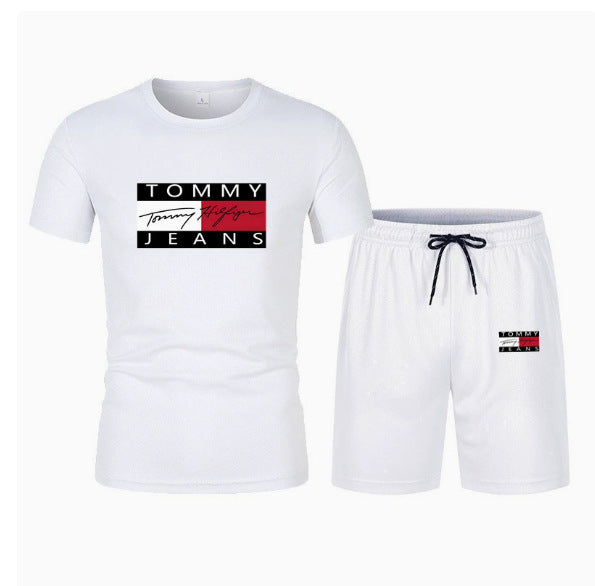 Conjunto casual casual de manga corta para hombre de manga corta en ventas 2025: pantalones cortos de talla grande transpirables de malla + conjunto de camiseta de dos piezas