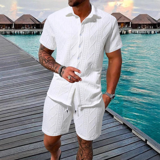 Temu Shein conjunto de camisas casuales de verano para hombre y pantalones cortos de playa de manga corta