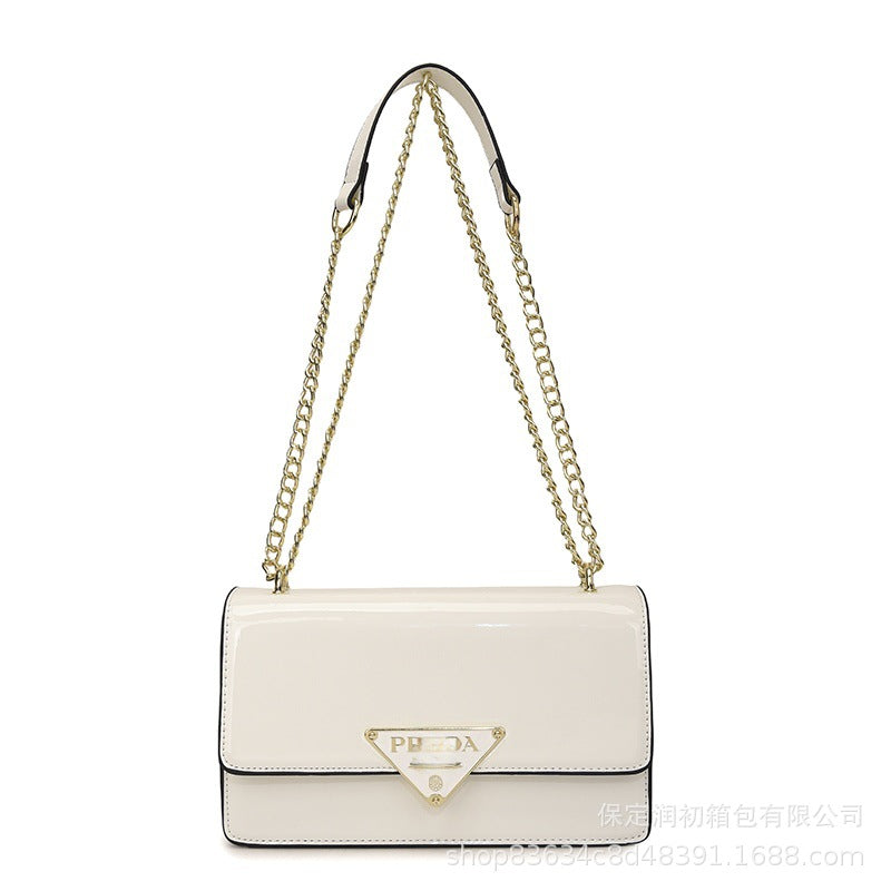 Nuevo bolso cruzado de charol estilo Chanel para mujer, con estilo Chanel, bolso cruzado de un solo hombro con cadena de desplazamientos y portátil de un solo hombro