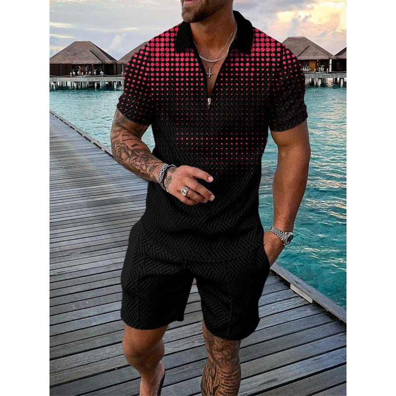 Conjunto de dos piezas de manga corta y pantalones cortos de Amazon de verano transfronterizo 2024 para comercio exterior, conjunto deportivo casual masculino