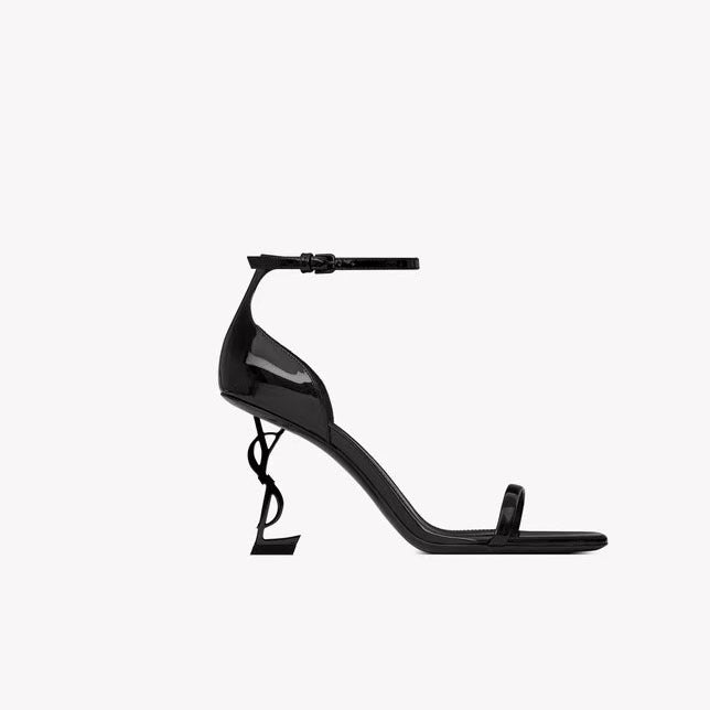 Sandalias SYL superventas transfronterizas para mujer, tacones metálicos Yang Shulin, tacones altos Saint Laurent de una sola tira de charol para mujer, talla grande