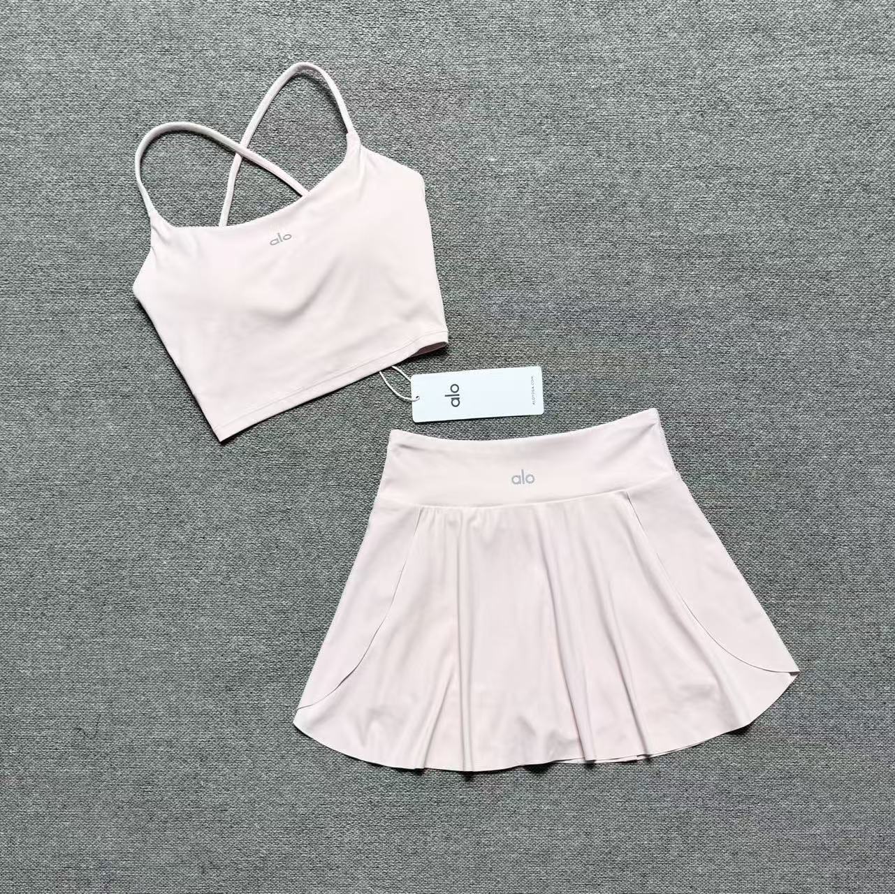 Conjunto de falda de yoga plisada de primavera y verano Alo26 Set de falda de golf para correr fitness conjunto de dos piezas