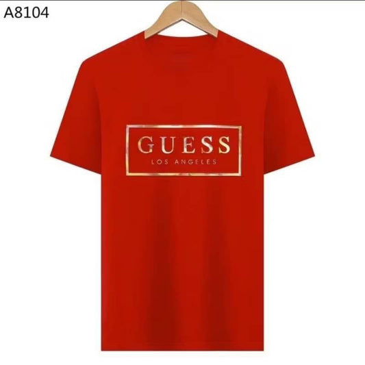 Camiseta transfronteriza GUE, logotipo cuadrado de letras doradas, camiseta de talla grande de manga redonda y cuello redondo