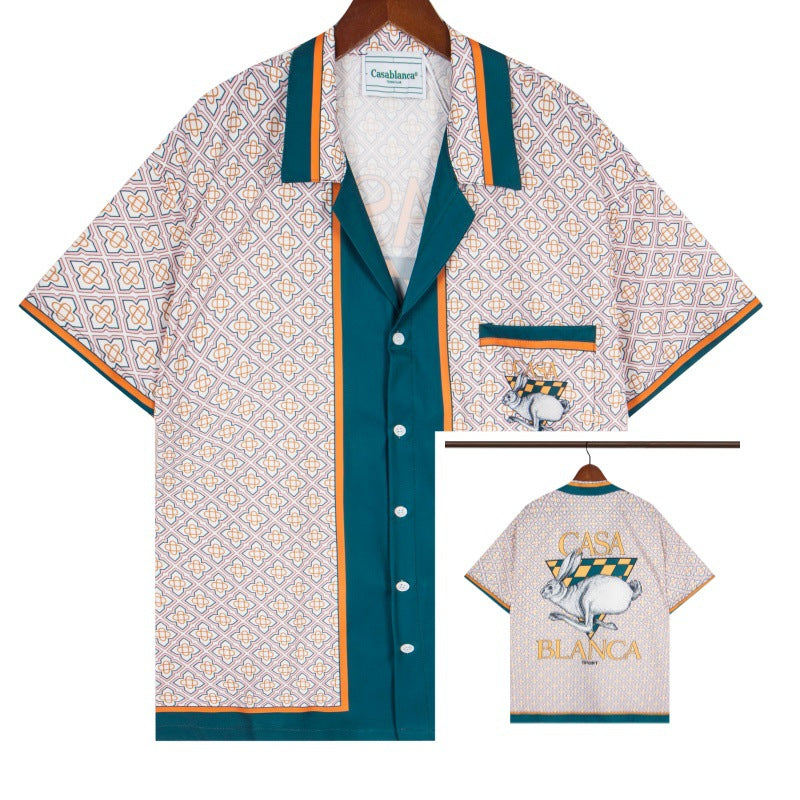 Set de camiseta de manga corta con letras de un partido de fútbol CASA de primavera/verano, jersey holgado y de moda para hombres