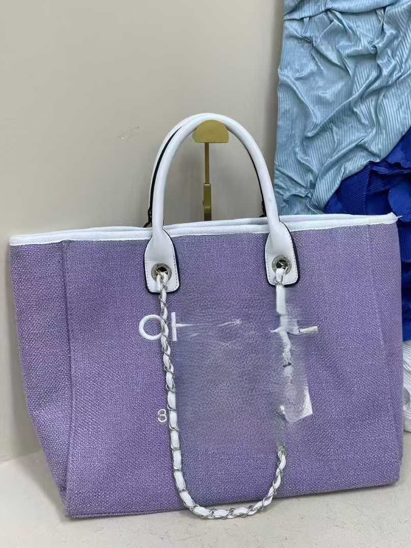 Women's Embroidered Linen Beach Bag | Elegant Large Capacity Summer Shoulder Tote | No Box