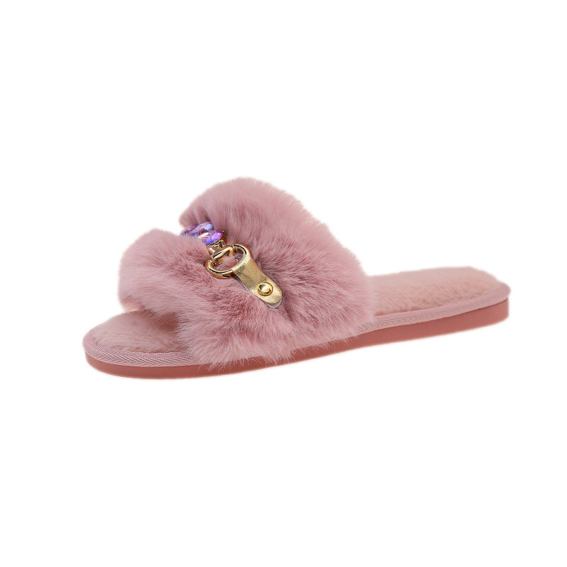 Comercio exterior, hogar transfronterizo, cadena de cristal, zapatillas de lana engrosadas, zapatillas de algodón para mujeres de otoño e invierno, fabricantes de zapatillas de abrigo
