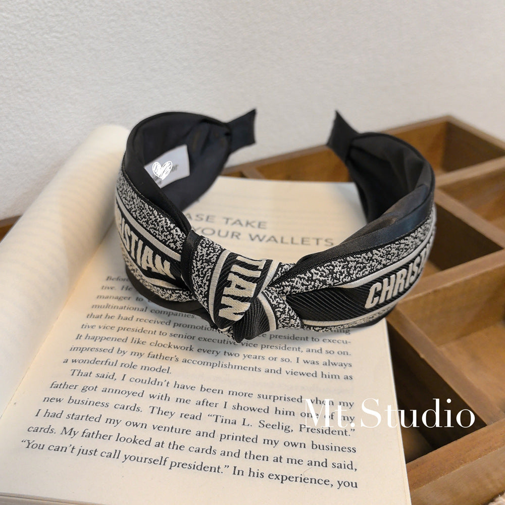 Diadema Vintage Mujer Nudo Borde Ancho Blanco Negro | LuxuryMarkt