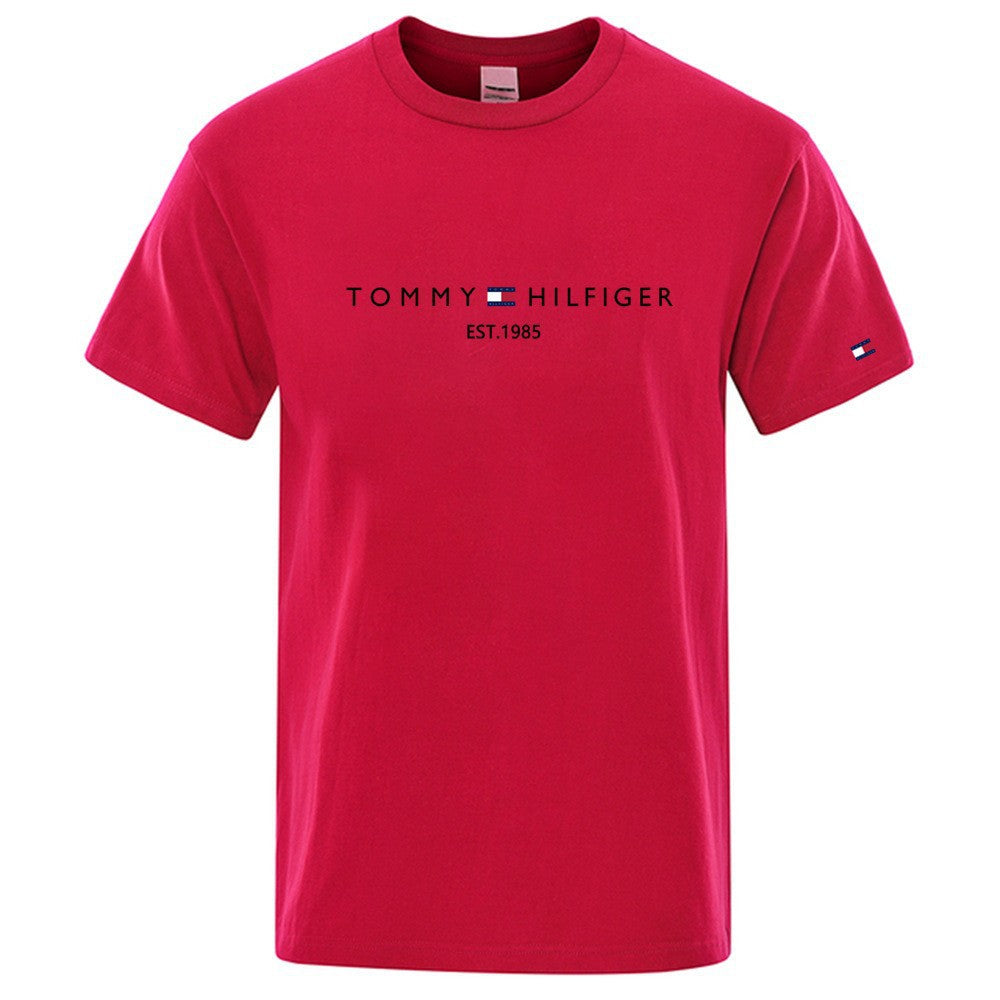 Nuevo verano 2025 camiseta de manga corta con cuello redondo masculino, camiseta deportiva casual de moda para hombres, manga larga para mujer