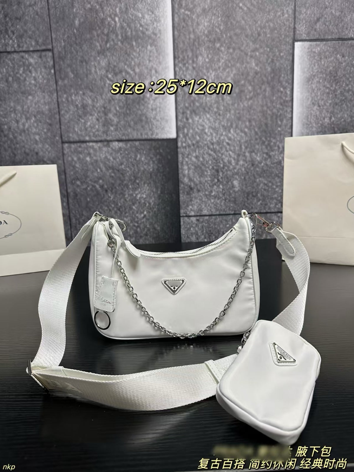 Bolso GUE | Nailon Y Cadena | Con Caja