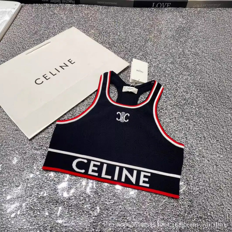 CC Primavera/Verano 2026 Nuevo diseño de nicho con dobladillo con botones de letras bordadas con chaleco I I-string
