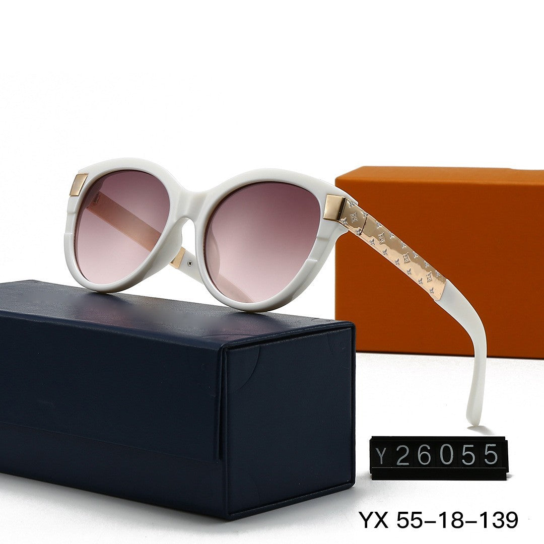 Nueva gafas de sol para mujer de gran montura metálica y ojo de gato para fotografía transfronteriza 2026, gafas de sol estilo Xiaohongshu para adelgazar