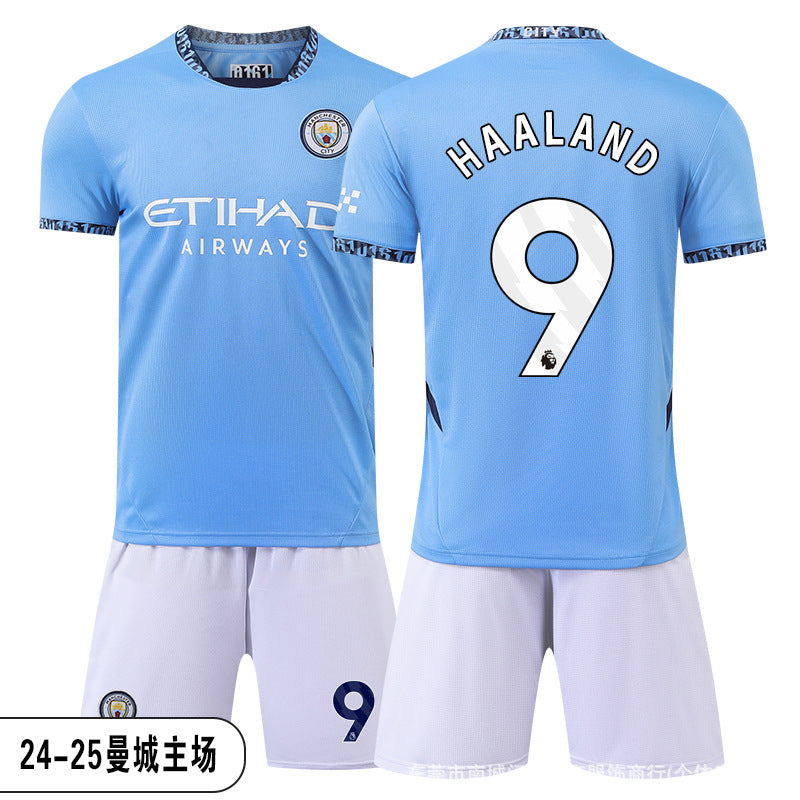26 27 Camiseta de local del Manchester City, set de equipación de fútbol de la Premier League 9 de Haaland, equipación de entrenamiento infantil, nueva camiseta