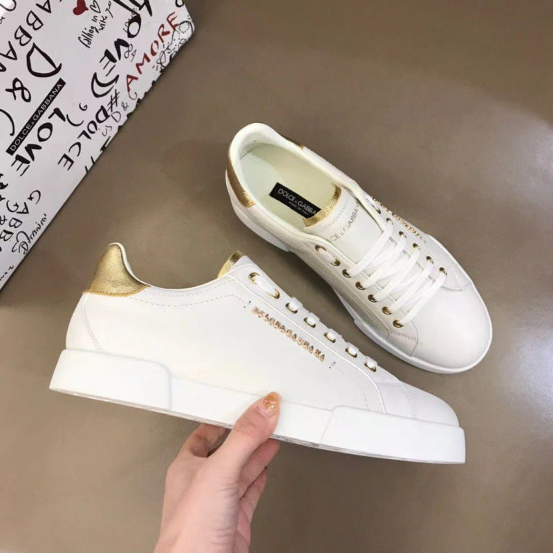 Zapatillas casuales de cuero hombre familia DG | Velcro blancas versátiles