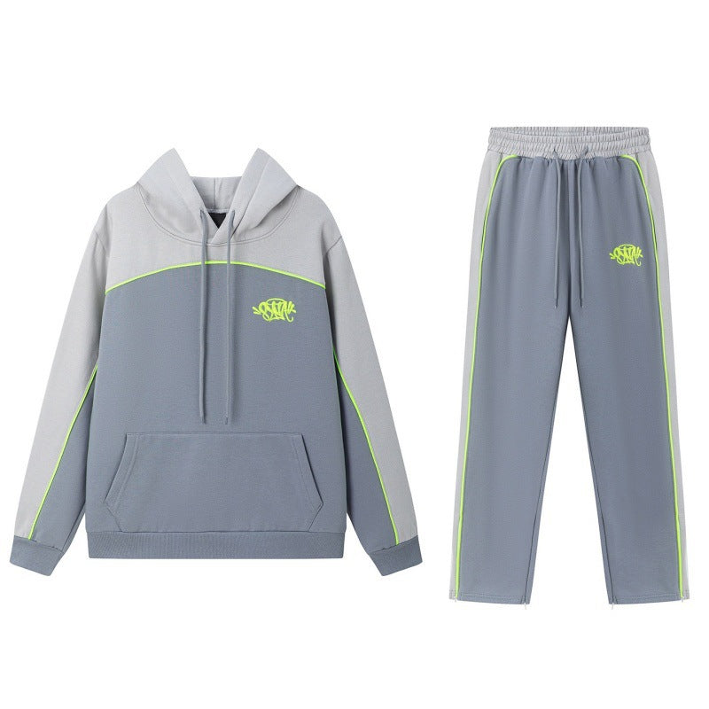 European and American cross-border e-commerce, hip-hop style casual long pants set (embroidered) with fleece lining for men and women, fashionable.