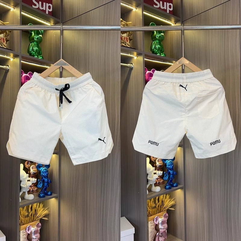 Pantalones cortos de hombre, pantalones finos de malla veraniega, pantalones de seda hiela de secado rápido, pantalones cortos rectos, pantalones de playa de moda transpirables