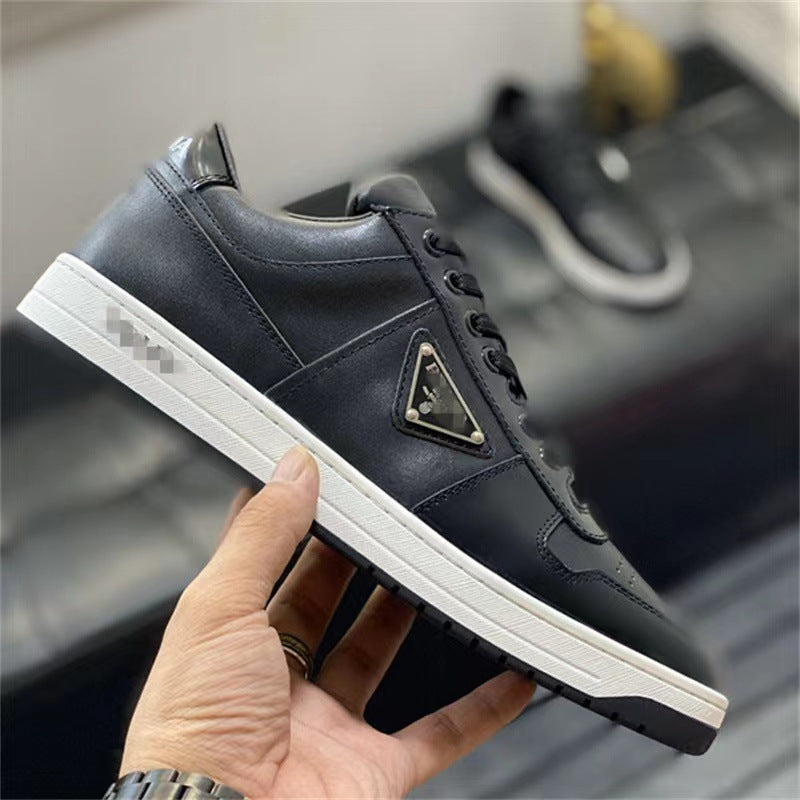 2026 Nuevos cuero genuino Zapatos de tapa baja versátiles para hombre Zapatos de punta redonda casuales cómodos y de moda Cuero transpirable Internet Zapatos de celebridades del mismo estilo