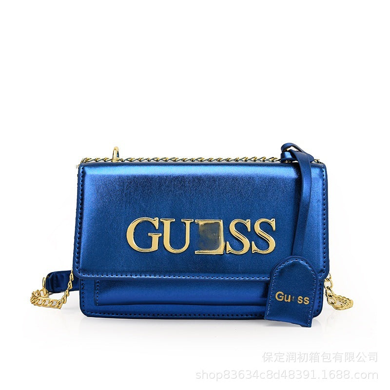 Bolsa pequeña cuadrada de charol vintage europea y americana GS para mujer, nueva bolsa cruzada de moda transfronteriza de moda para el transporte diario versátil con un solo hombro y un solo hombro