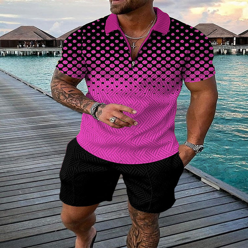 Conjunto de dos piezas de manga corta y pantalones cortos de Amazon de verano transfronterizo 2024 para comercio exterior, conjunto deportivo casual masculino