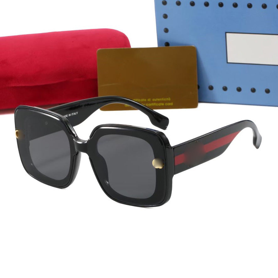 Gafas de sol redondas de montura grande unisex para exportación, gafas europeas y americanas, rayas rojas y verdes gafas de sol de moda de celebridades de internet INS G1606