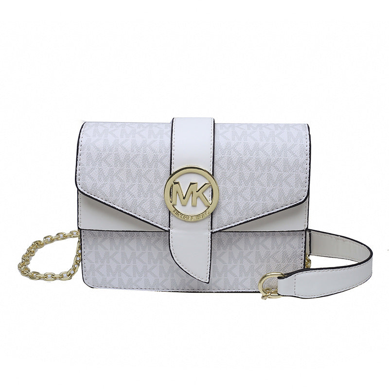 Nuevo bolso cruzado de moda 2025, con letras pequeñas cuadradas de un solo hombro texturizado, con cadena, bandolera de gran capacidad