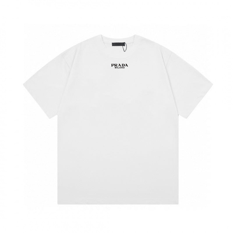 Camiseta de triángulo triángulo de alta edición alta de edición transfronteriza de PRA Pujia, unisex verano, suelta y versátil de manga corta con estampado