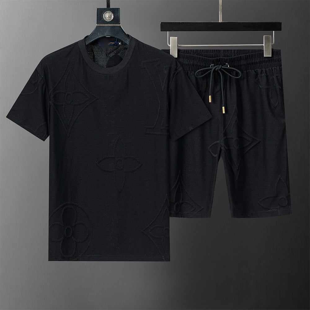 ()25 nuevos pantalones cortos B familia G Jacquard Moda casual Traje de comercio exterior para hombres y mujeres Trajes de primavera para hombre