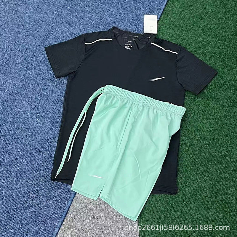 Conjunto de running deportivo nuevo y de secado rápido, transpirable, holgado y casual de manga corta para hombres y mujeres