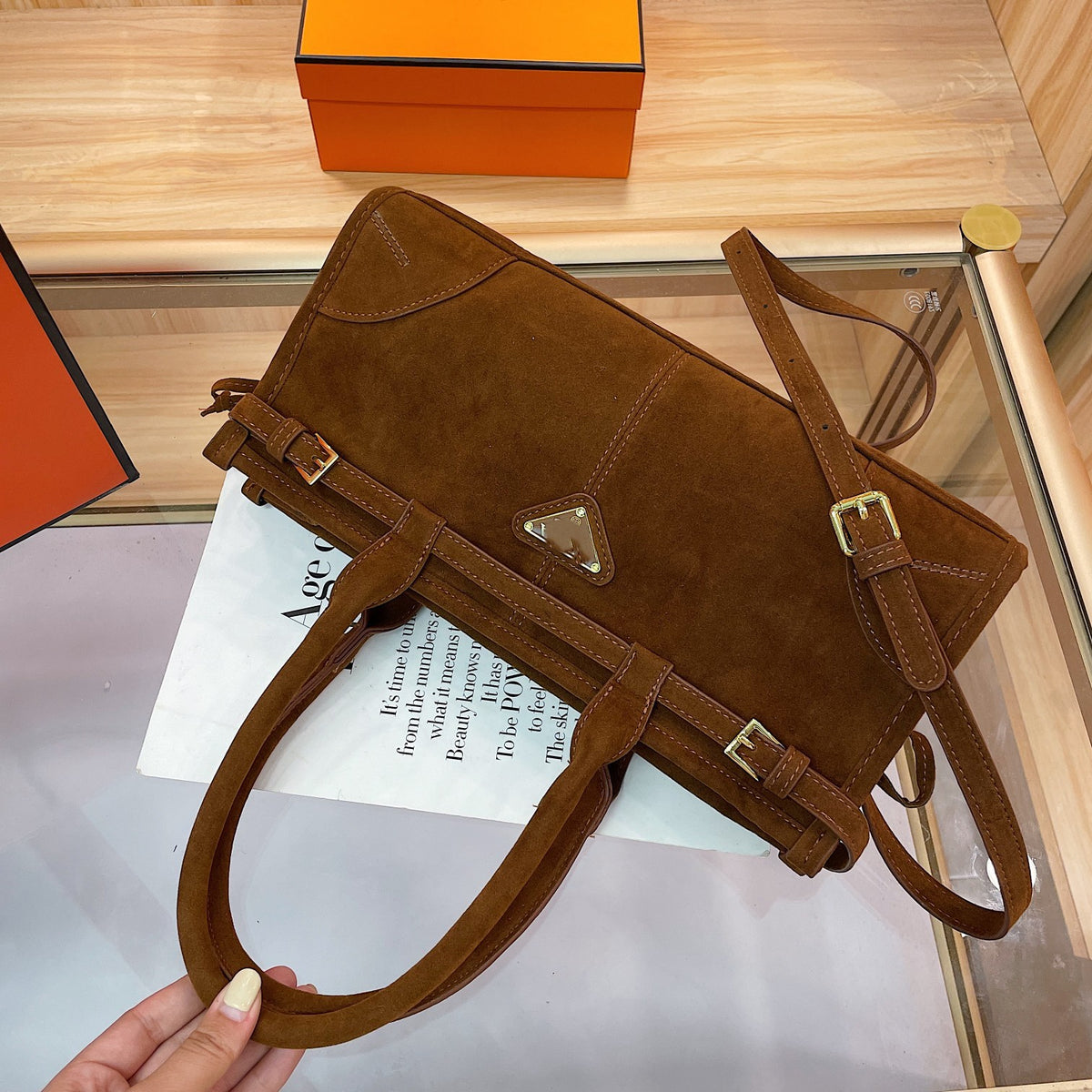 Women's Suede Moto Bag | Premium Versatile Fashion Underarm Crossbody Bag | Includes Box