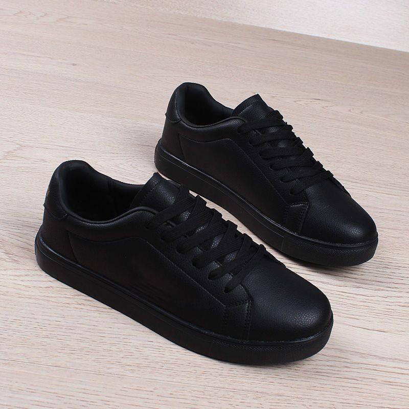 Zapatos negros completos, zapatos de cocina impermeables y antideslizantes de cuero de mujer, zapatos negros puros, ligeros y no cansados, zapatos negros pequeños