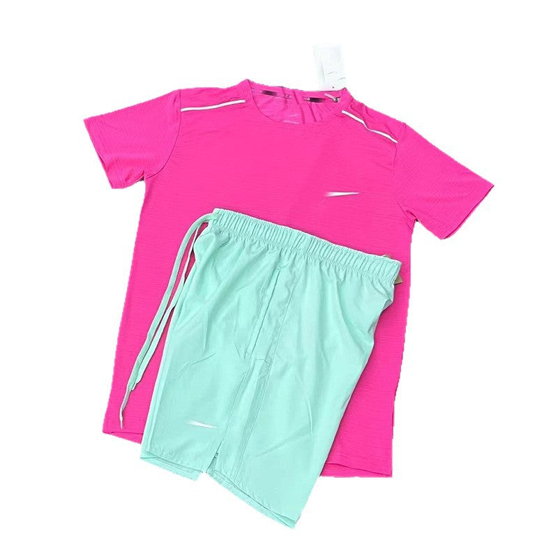 Conjunto de running deportivo nuevo y de secado rápido, transpirable, holgado y casual de manga corta para hombres y mujeres