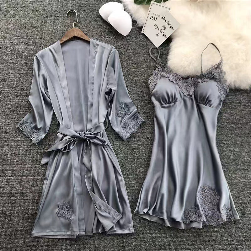 Comercio exterior femenino nuevos pijamas de talla grande de varias piezas, pijamas de talla grande con compresas para sujetadores