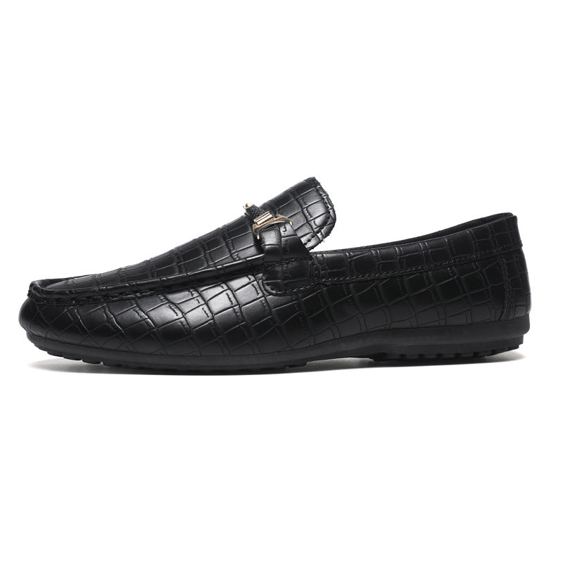 Zapatos masculinos de primavera y verano: mocasines bajos, zapatos informales versátiles, zapatos de cuero transpirable, zapatos de trabajo negros, zapatos slip-on de un pie