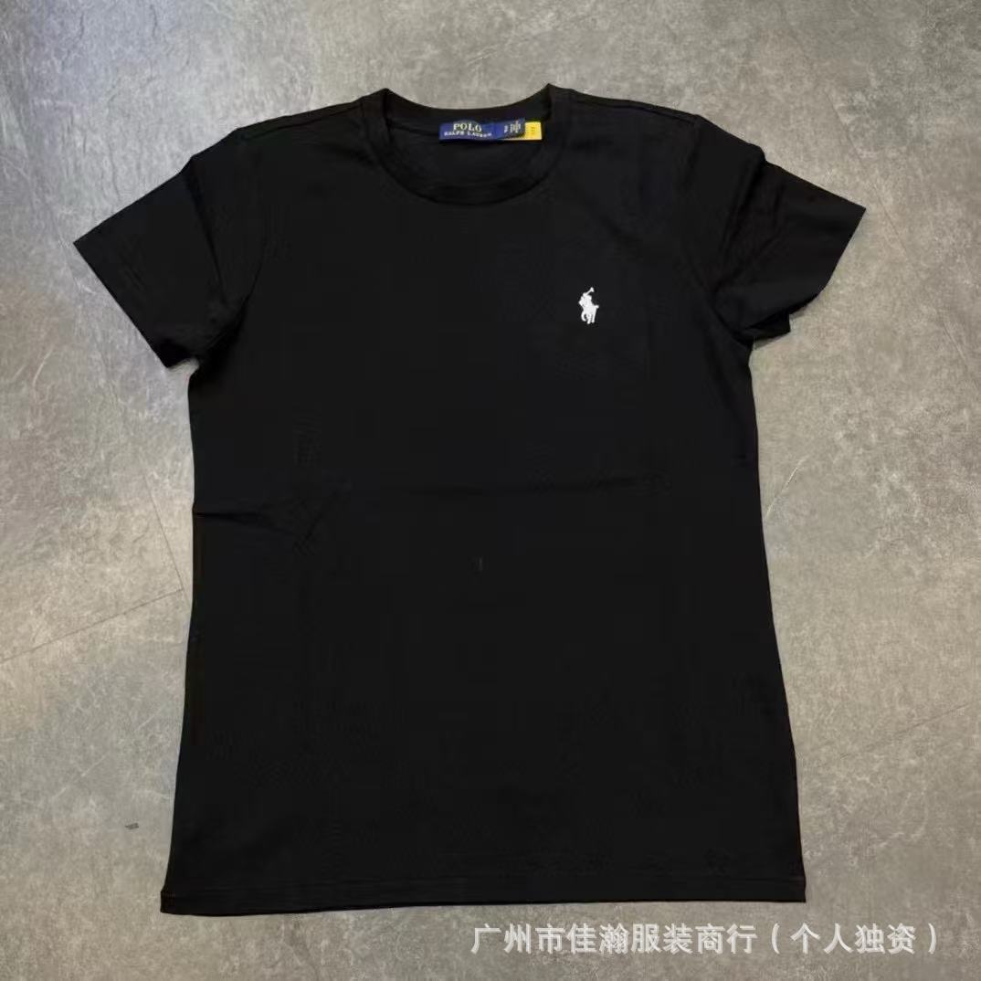 Comercio exterior transfronterizo, camiseta de verano bordada con cuello redondo, camisa base unisex de algodón de manga media, camiseta versátil de manga corta