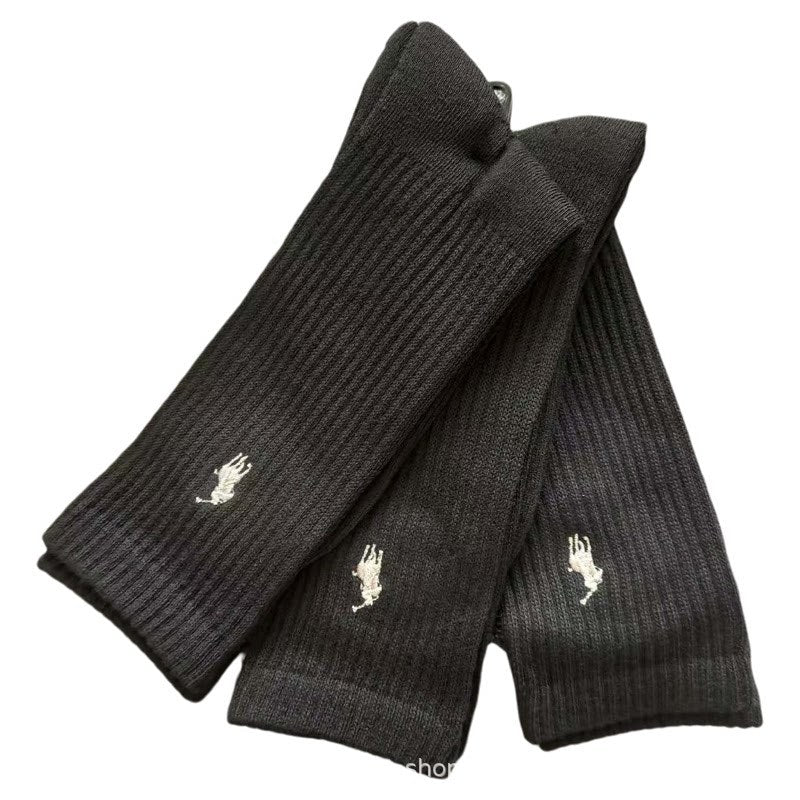 6 pares de calcetines Paul Pol Ruff Sports Pony, calcetines deportivos bordados con toallas, clásico de longitud media que absorbe el sudor