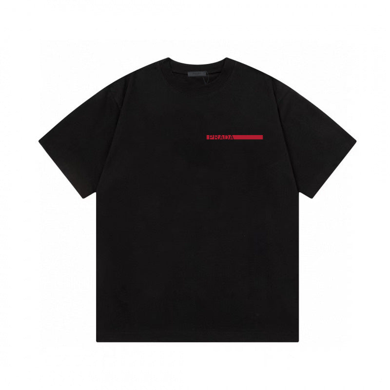 Camiseta de triángulo triángulo de alta edición alta de edición transfronteriza de PRA Pujia, unisex verano, suelta y versátil de manga corta con estampado