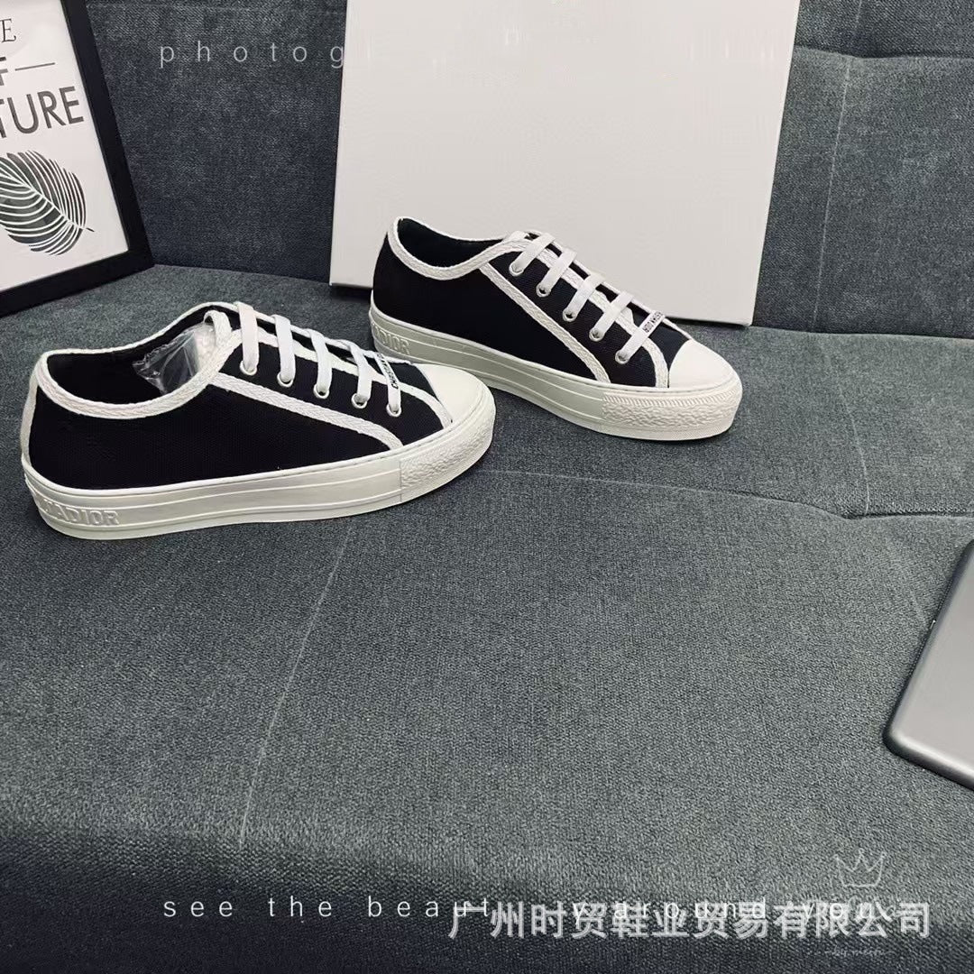 Zapatos de lona con bordado con letras, zapatos casuales versátiles con cordones de mujer con plataforma de relieve para el día a día