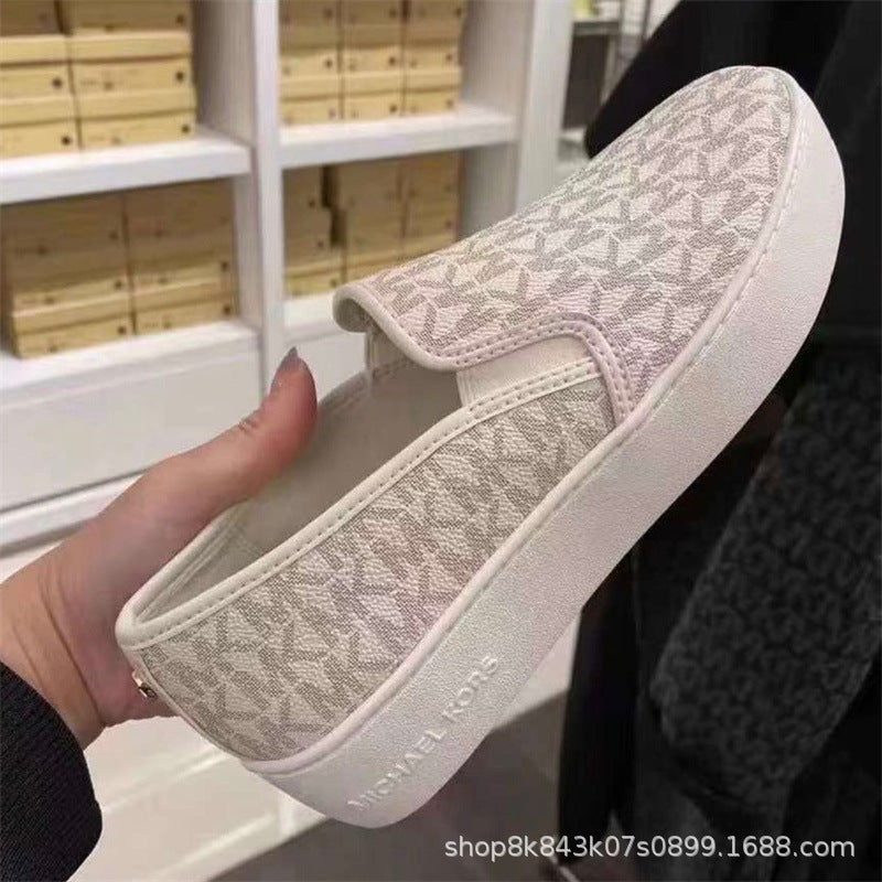 2024MK moda nuevas zapatillas blancas de mujer, piel de becerro, hebilla metálica con cordones, zapatillas de escalada, tendencia zapatillas de correr