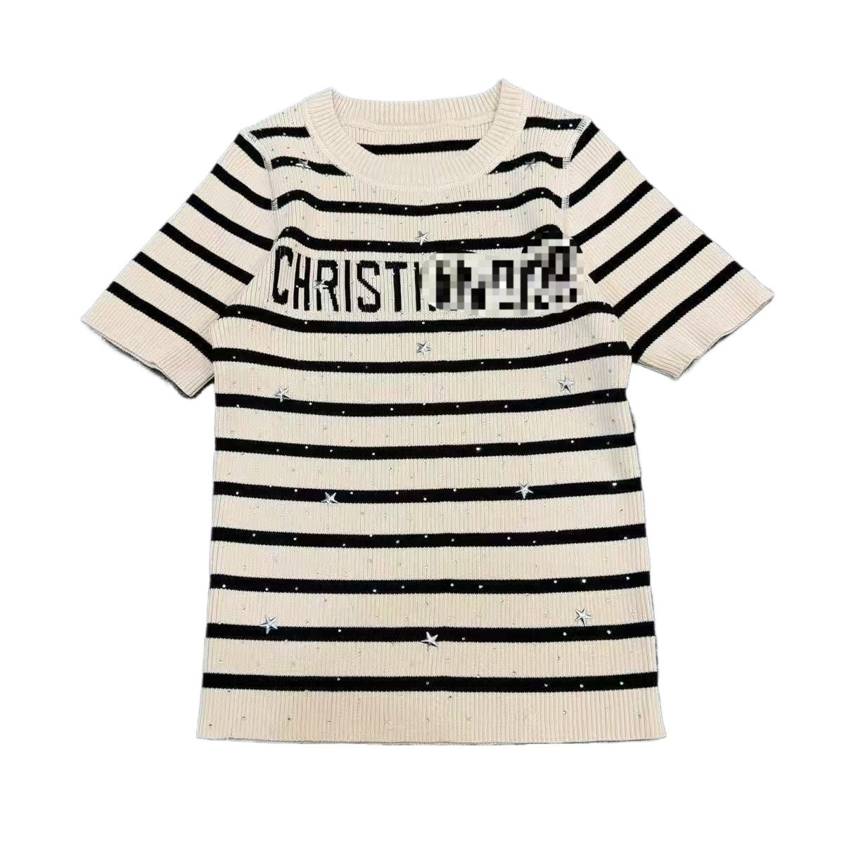 Women's striped knit t-shirt CD | Short sleeve