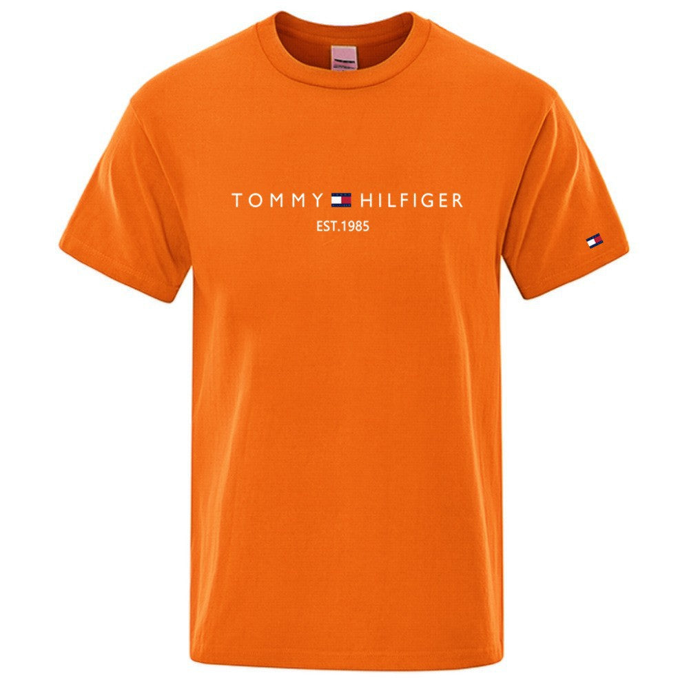 Nuevo verano 2025 camiseta de manga corta con cuello redondo masculino, camiseta deportiva casual de moda para hombres, manga larga para mujer
