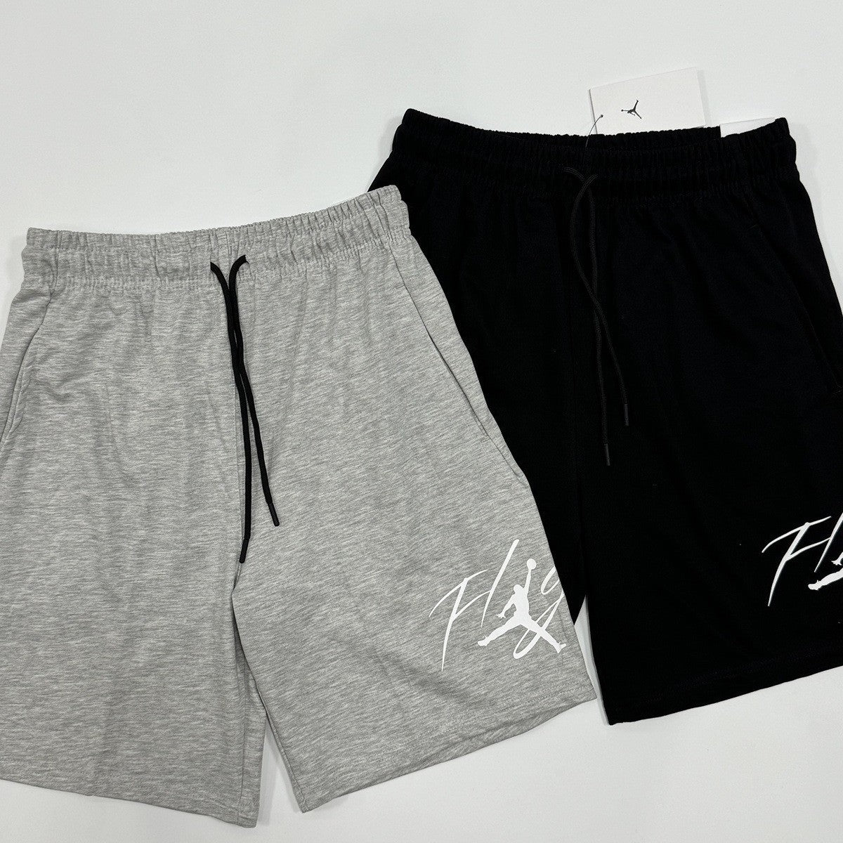Pantalones estampados bordados de pierna recta de verano, pantalones deportivos, pantalones versátiles de cinco puntos AJ Flying Logo, conjunto de ropa deportiva para el verano masculino
