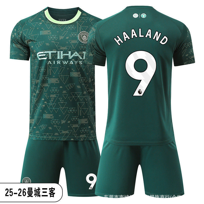 26 27 Camiseta de local del Manchester City, set de equipación de fútbol de la Premier League 9 de Haaland, equipación de entrenamiento infantil, nueva camiseta
