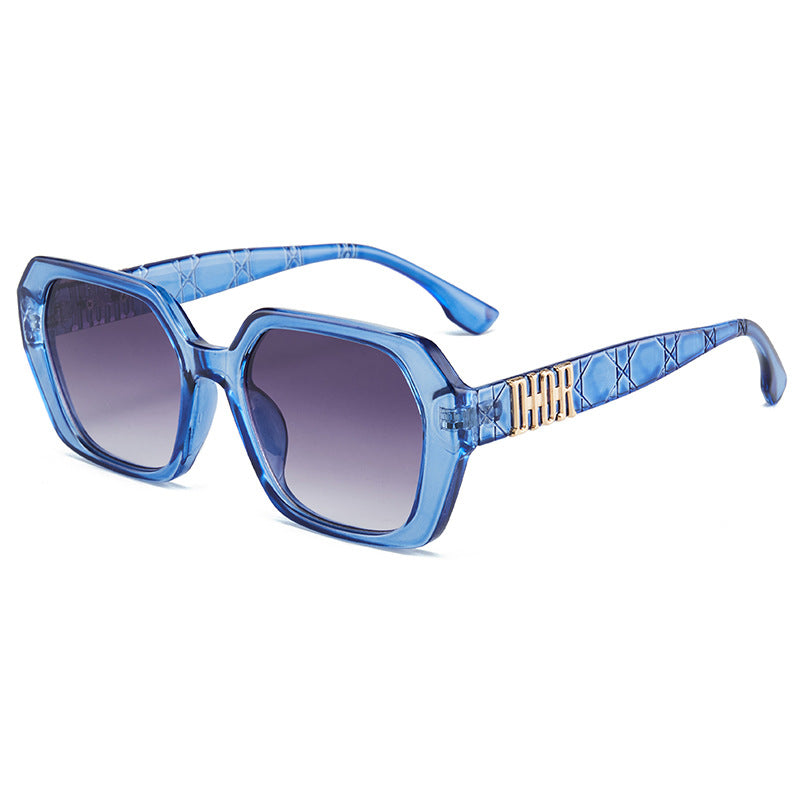 Impresión de personalidad transfronteriza Gafas de sol de hoja de mercurio D poligonales europeas y americanas Gafas de sol de moda para el hogar Gafas versátiles para hombre y mujer