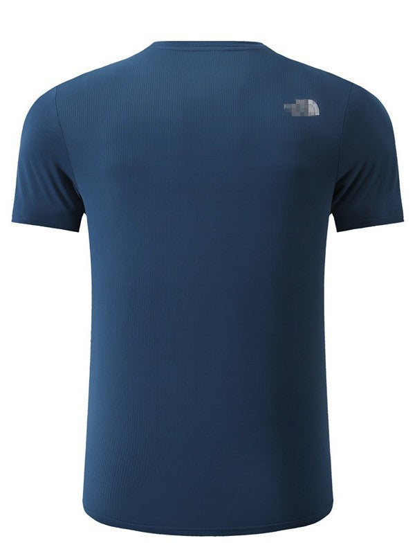 Deportes de montañismo de verano masculino, ropa de secado rápido para senderismo al aire libre, camisetas de manga corta con cuello redondo, camisetas de fitness para interiores.